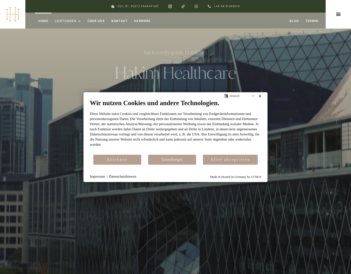 Aktuelle Website-Vorschau von Hakim Heathcare