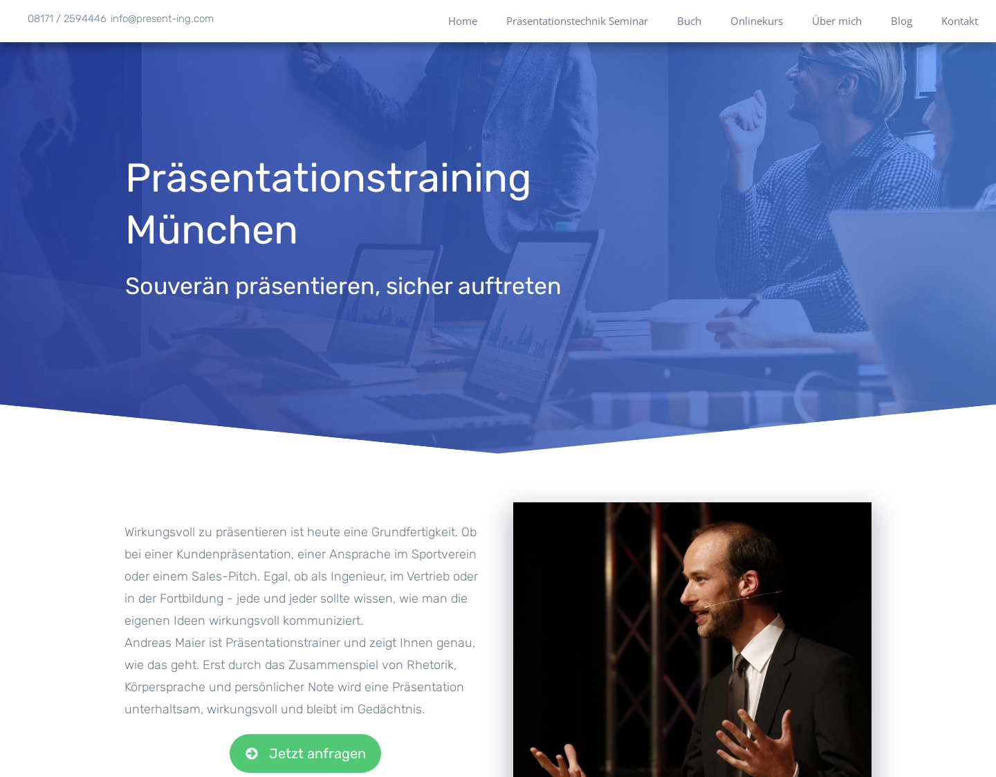 Aktuelle Website-Vorschau von Andreas Maier Präsentationstraining