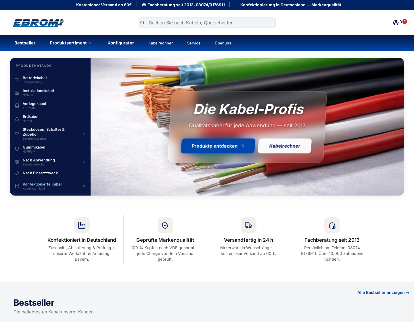 Aktuelle Website-Vorschau von Ebrom