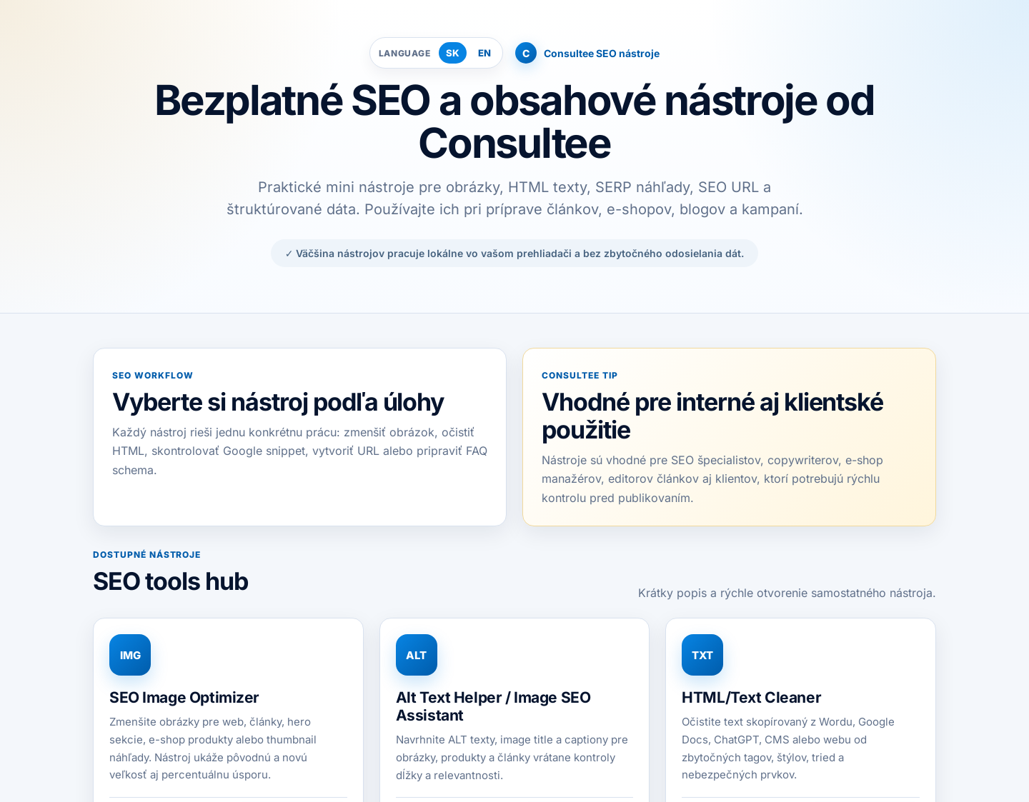 Aktuelle Website-Vorschau von Free SEO Tools by Consultee