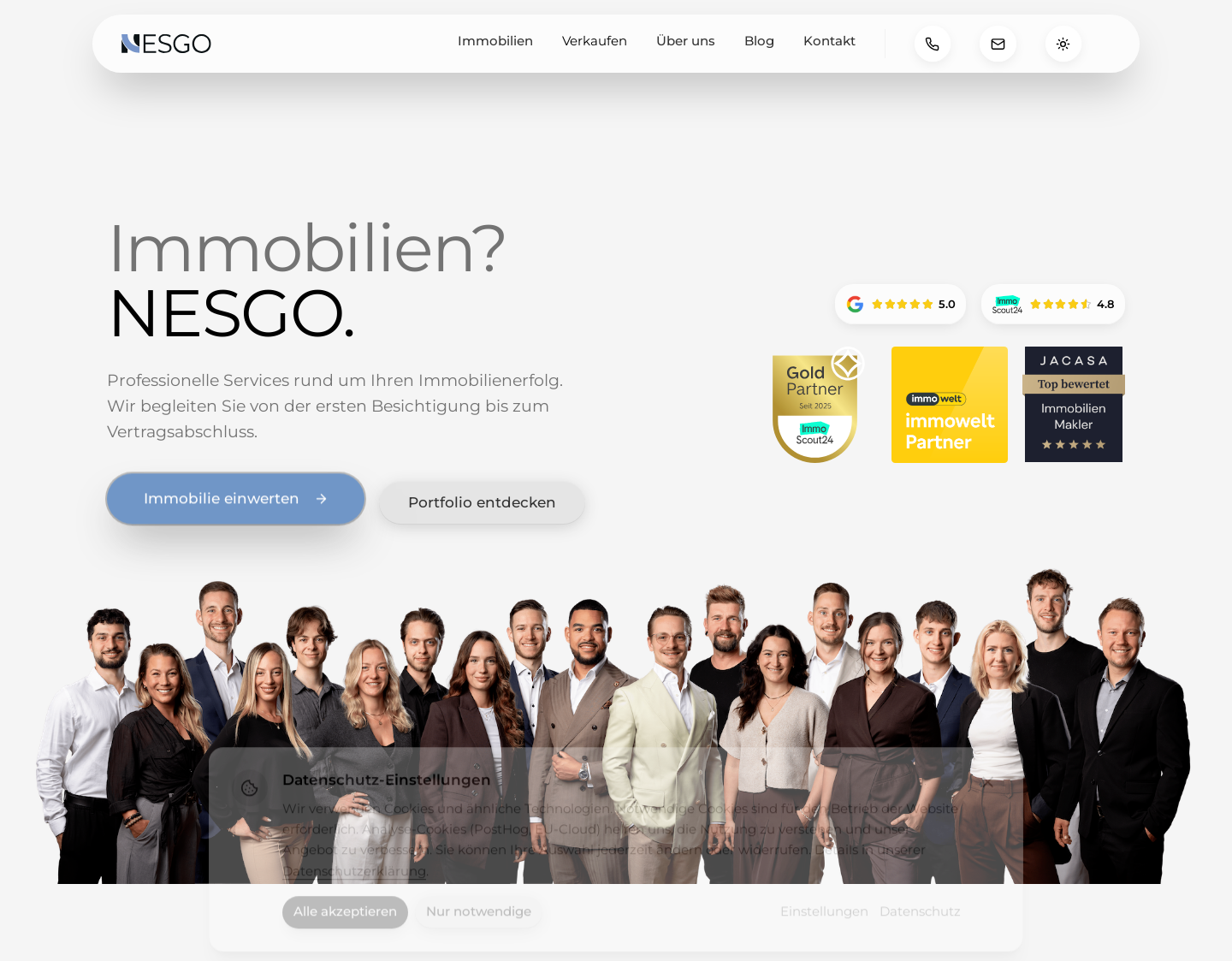 Aktuelle Website-Vorschau von NESGO Immobilien