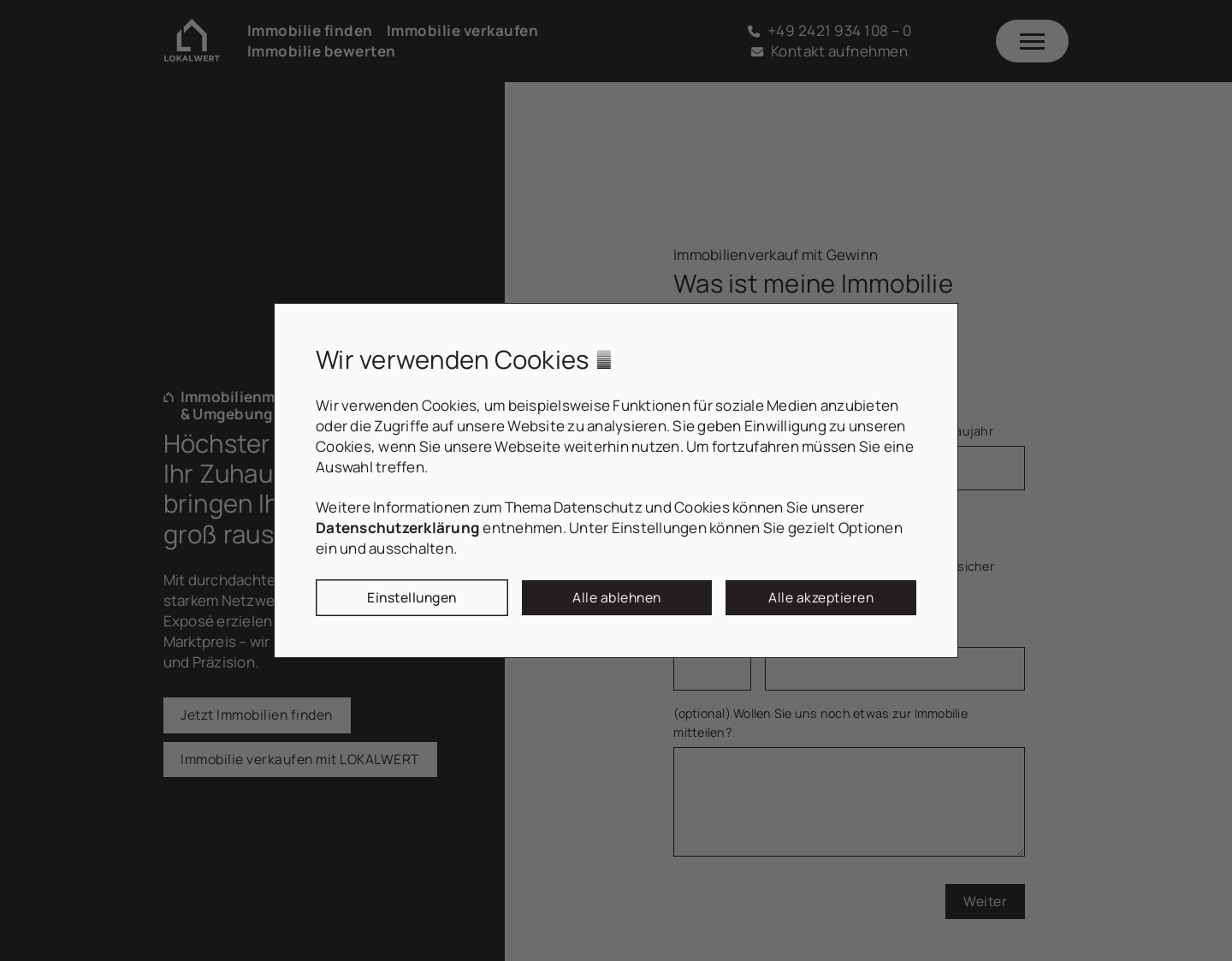 Aktuelle Website-Vorschau von Lokalwert GmbH & Co. KG - Immobilienmakler Düren
