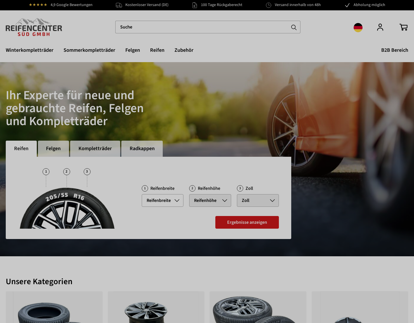 Aktuelle Website-Vorschau von Reifencenter Süd GmbH