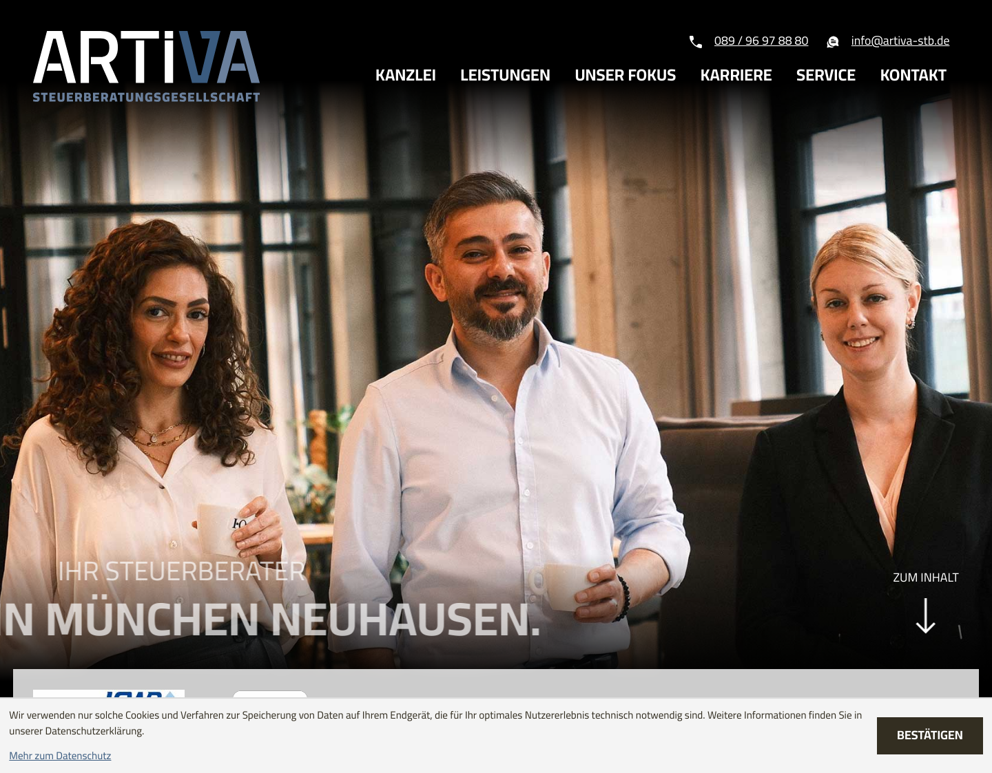 Aktuelle Website-Vorschau von ARTIVA Steuerberatungsgesellschaft mbH