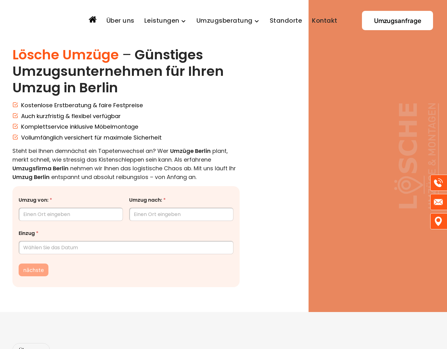 Aktuelle Website-Vorschau von Lösche Umzüge