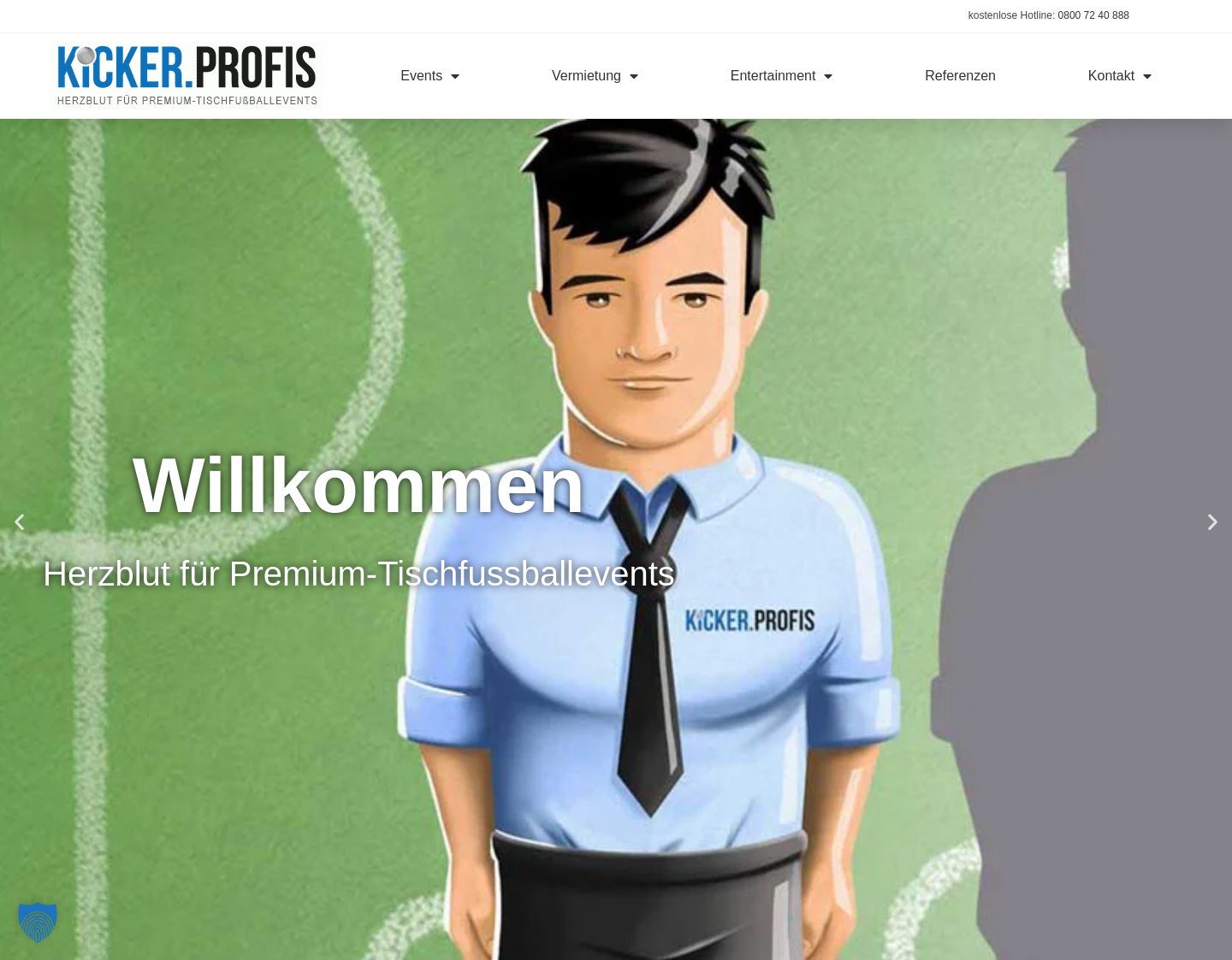 Aktuelle Website-Vorschau von KickerProfis -Vermietung -Events