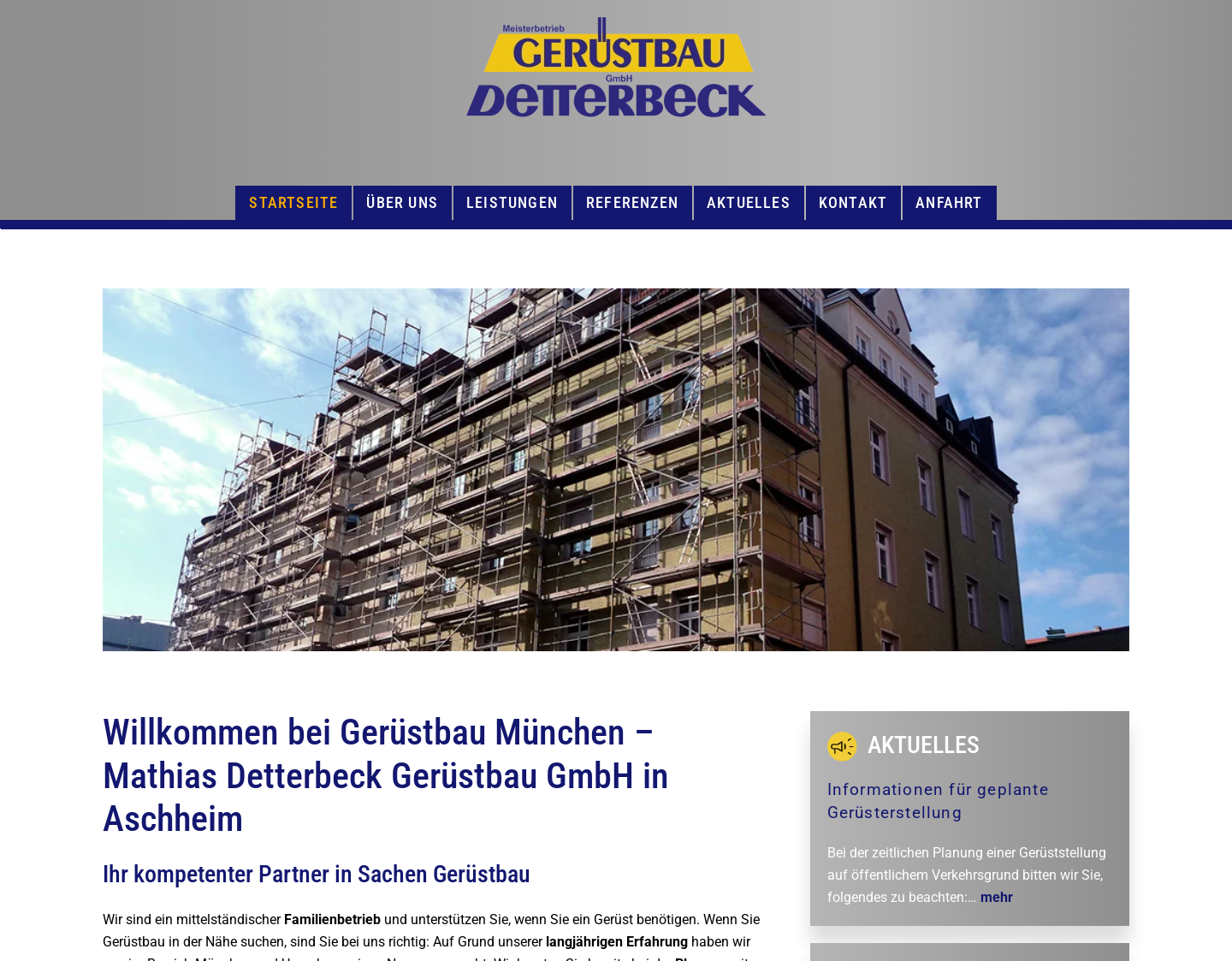 Aktuelle Website-Vorschau von Mathias Detterbeck Gerüstbau GmbH