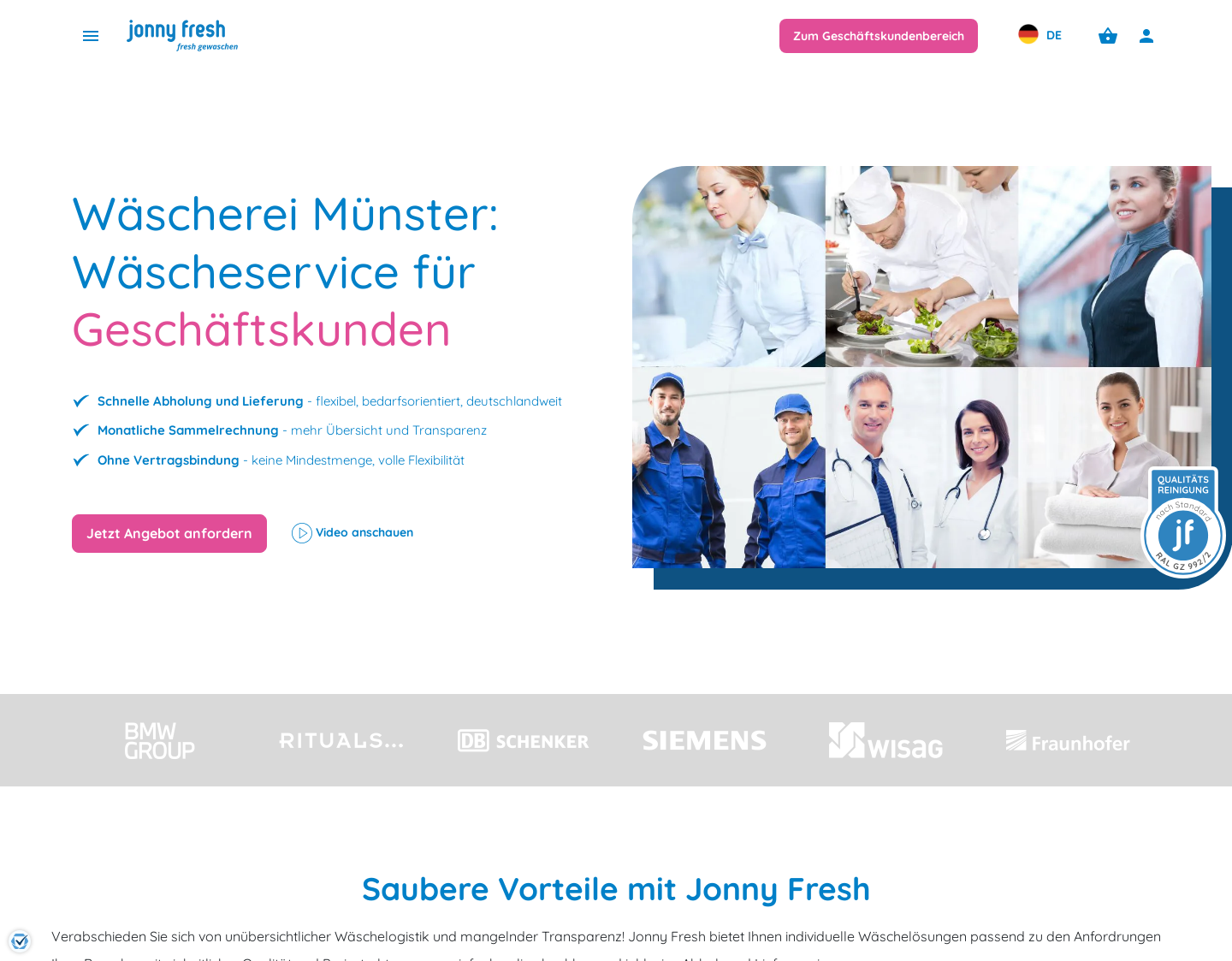 Aktuelle Website-Vorschau von Wäscherei Münster | Jonny Fresh