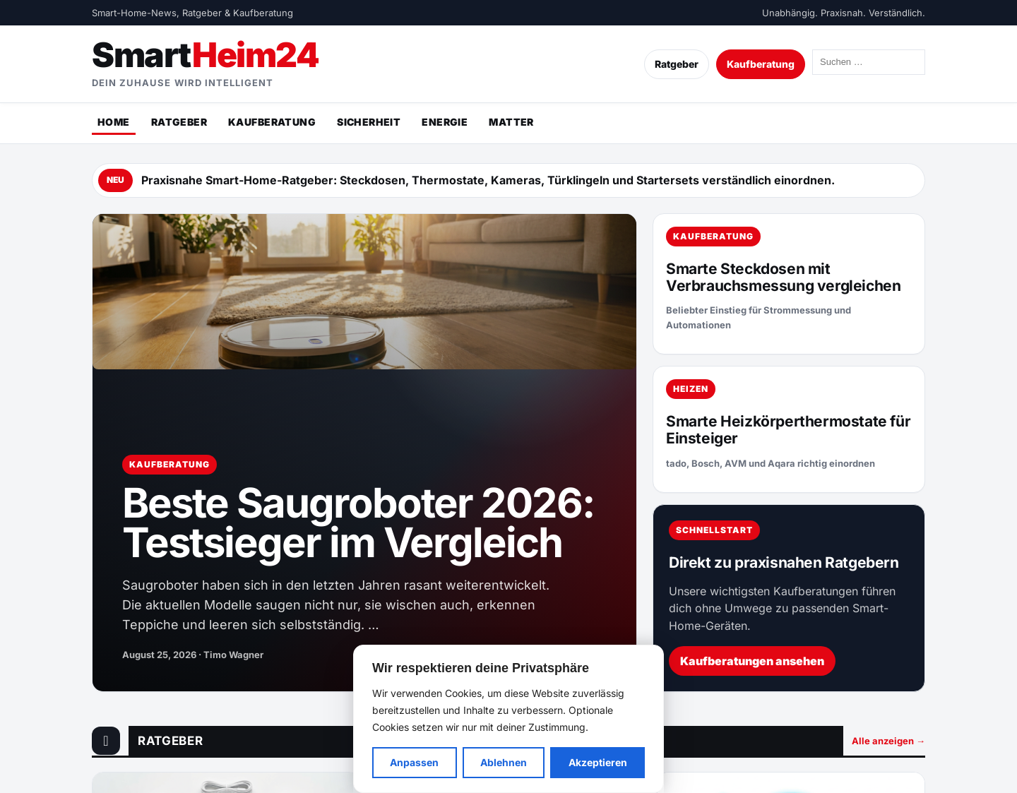 Aktuelle Website-Vorschau von Smartheim24