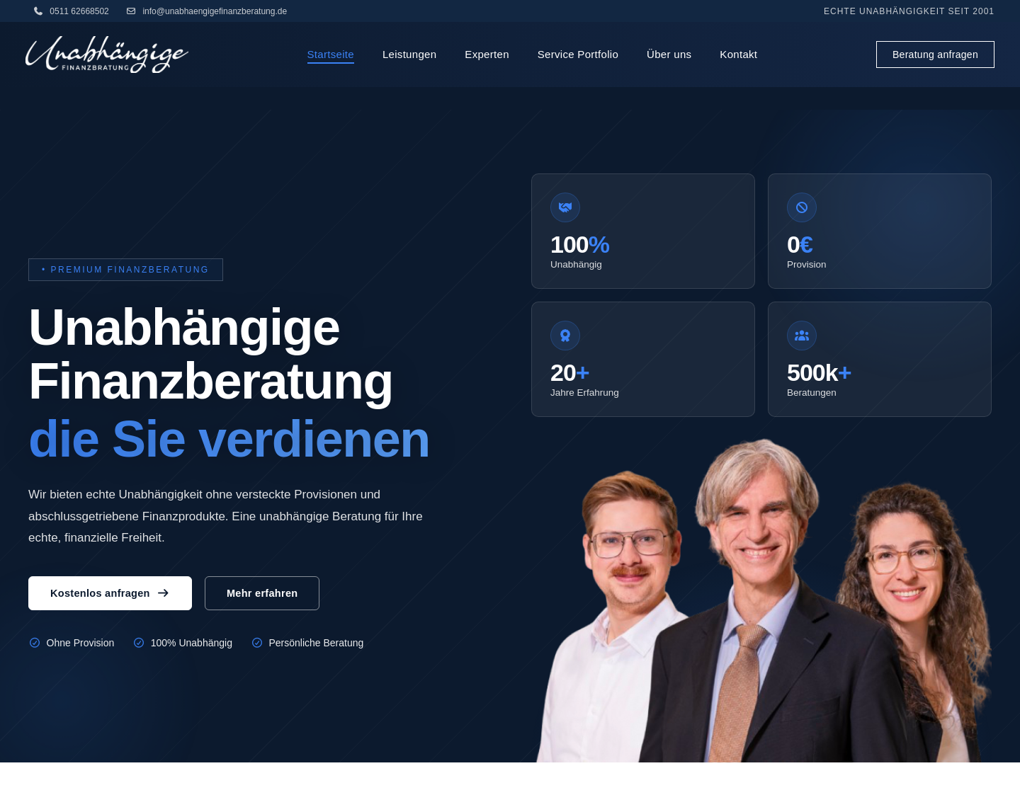 Aktuelle Website-Vorschau von Unabhängige Finanzberatung Hannover