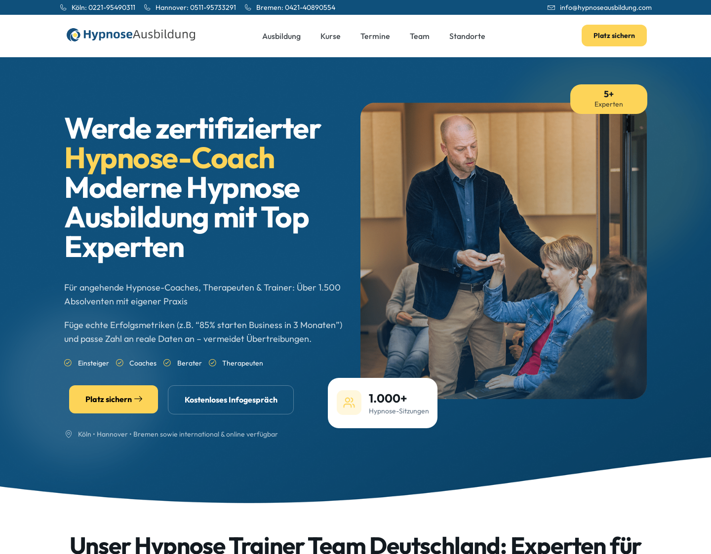 Aktuelle Website-Vorschau von Hypnoseausbildung Hannover