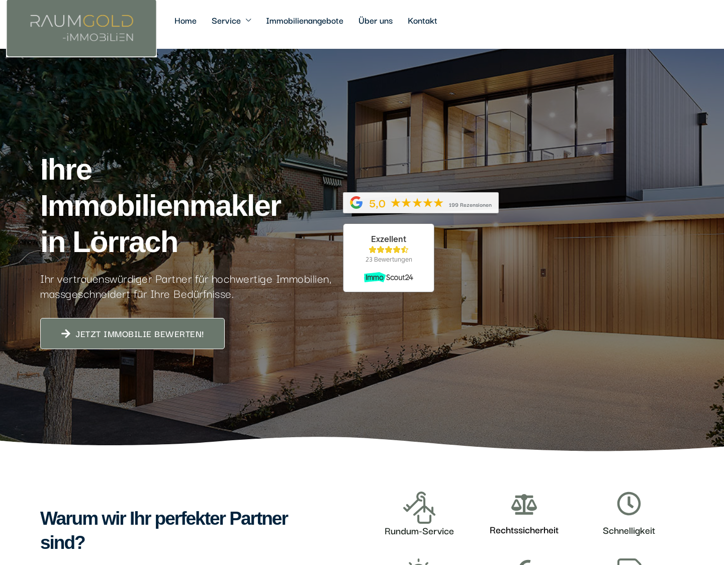 Aktuelle Website-Vorschau von Raumgold Immobilien
