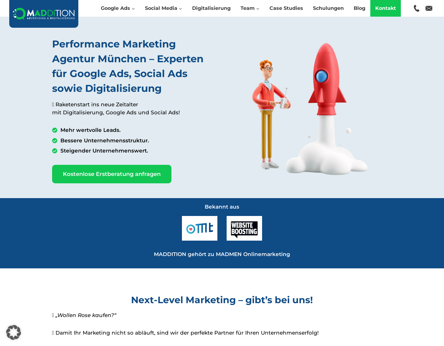 Aktuelle Website-Vorschau von MADDITION GmbH