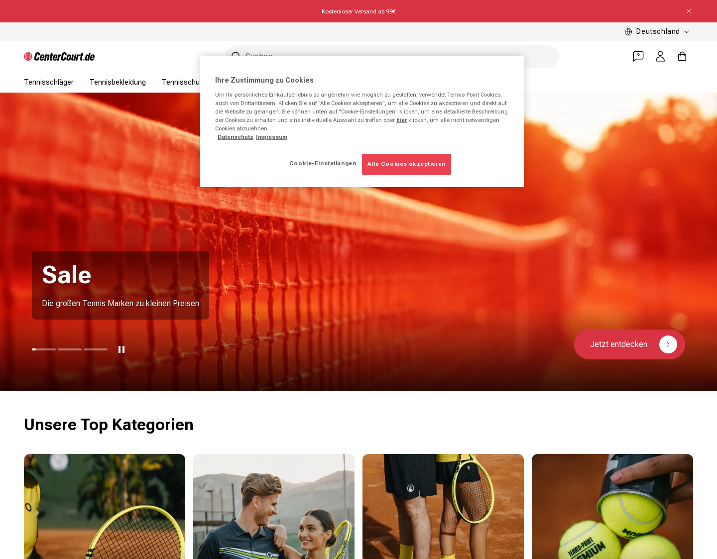 Aktuelle Website-Vorschau von CenterCourt.de