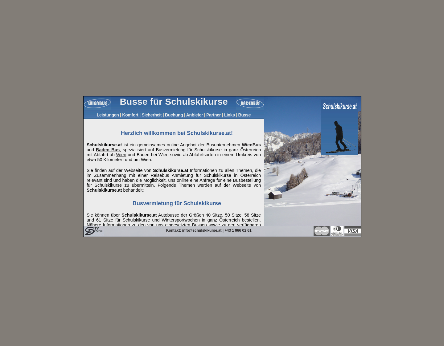 Aktuelle Website-Vorschau von Schibusse für Wintersportwochen mieten