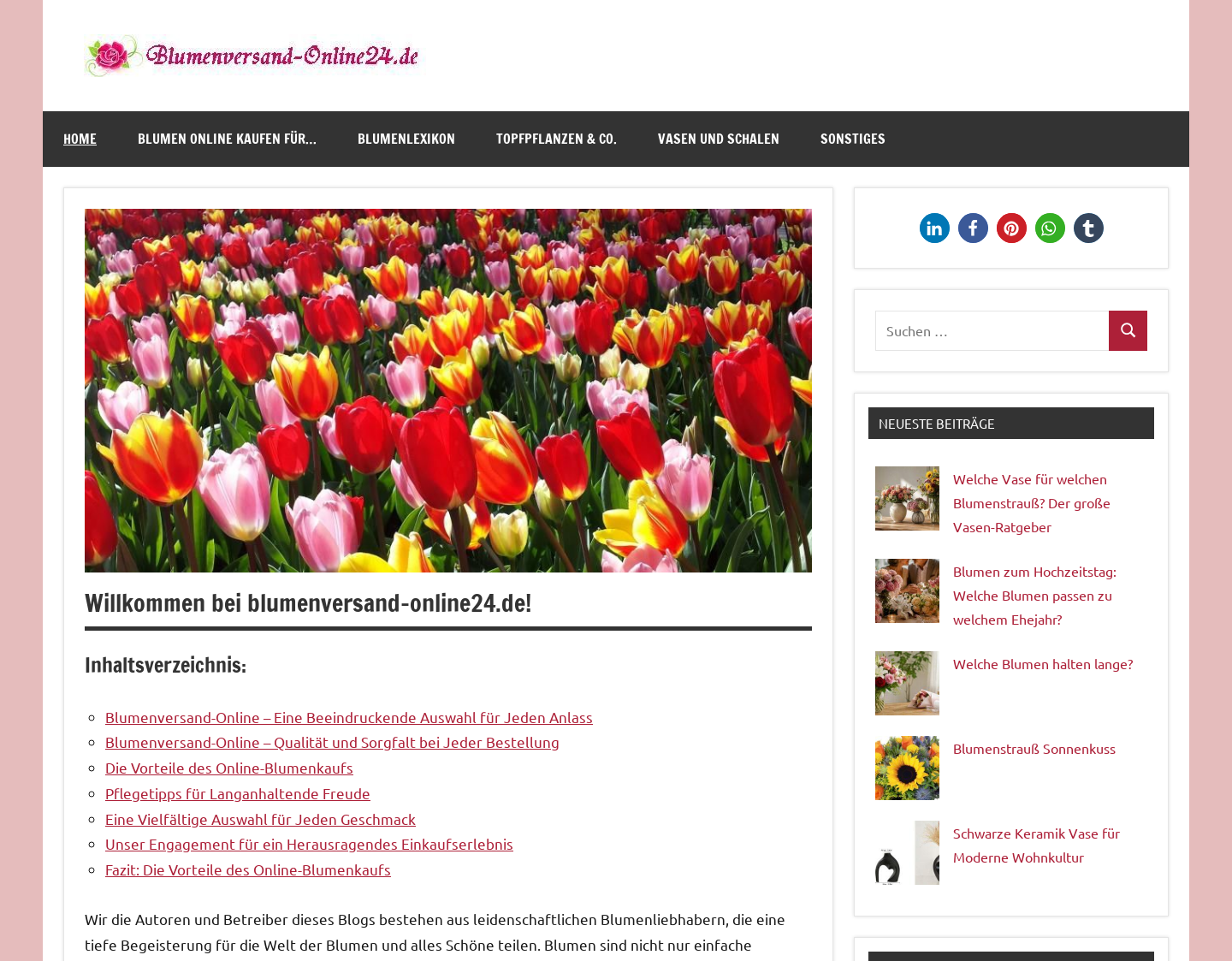 Aktuelle Website-Vorschau von Blumenversand-Online - Blumen für jeden Anlass