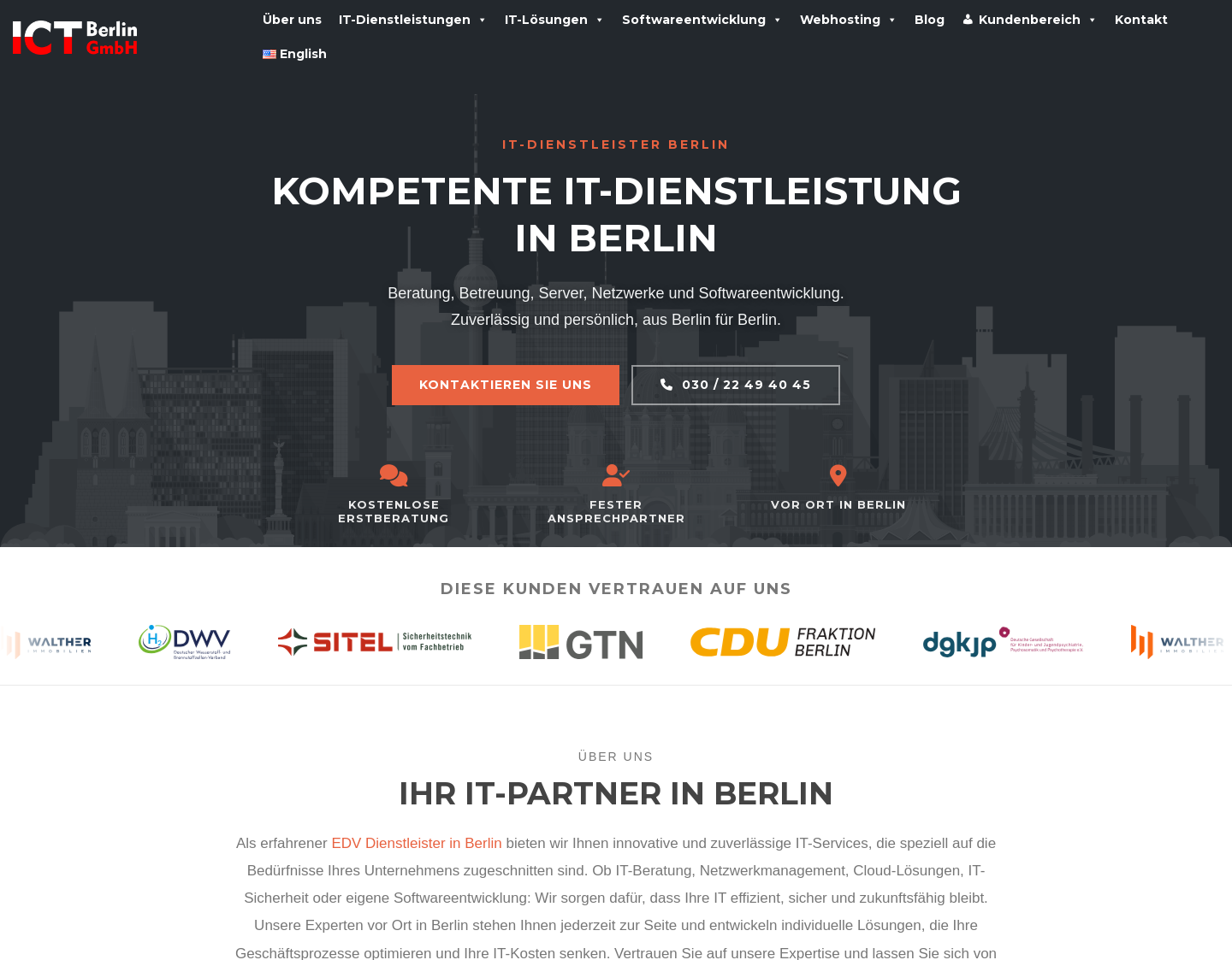 Aktuelle Website-Vorschau von ICT Berlin GmbH – IT-Dienstleister in Berlin