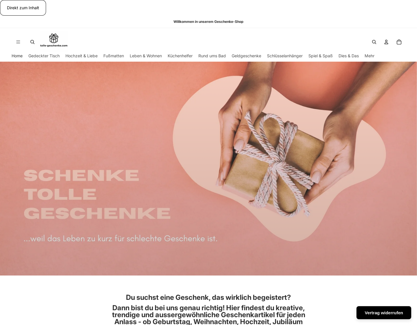 Aktuelle Website-Vorschau von Geschenkeshop im Web: www.tolle-geschenk