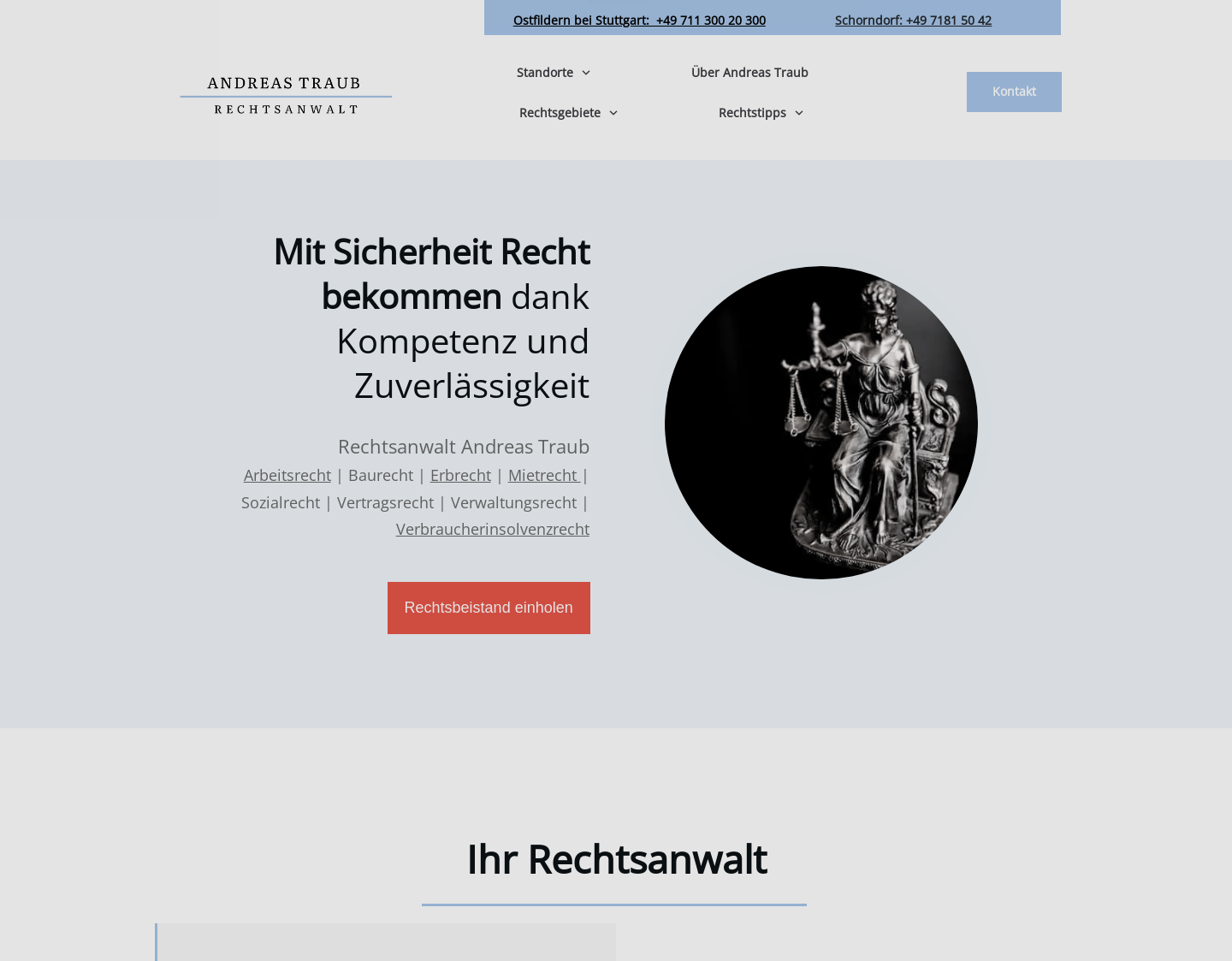 Aktuelle Website-Vorschau von Rechtsanwalt Andreas Traub