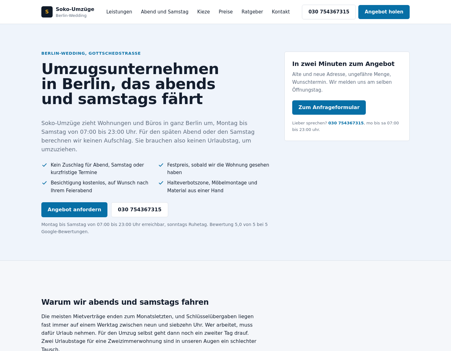 Aktuelle Website-Vorschau von Soko-Umzüge