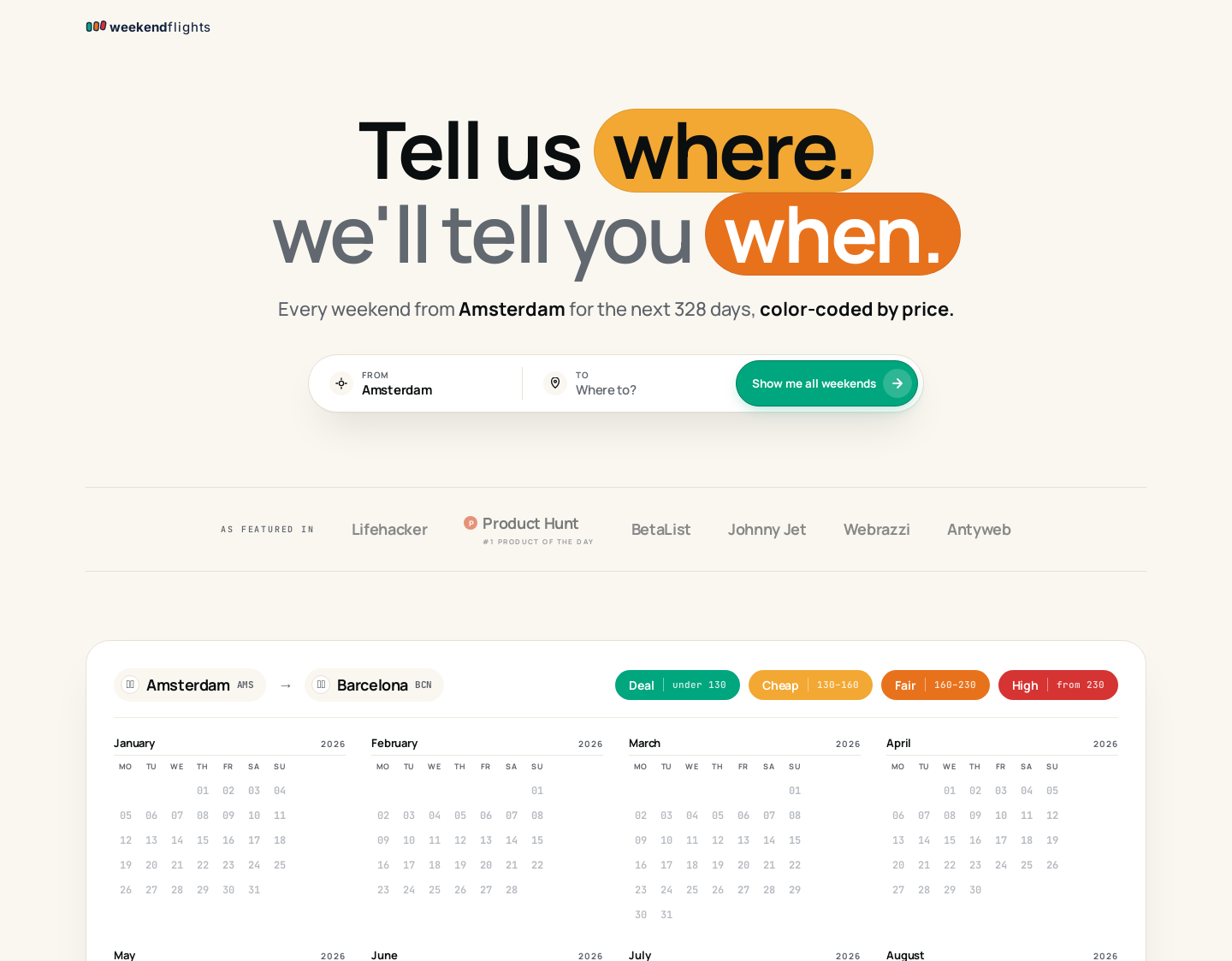 Aktuelle Website-Vorschau von weekendflights