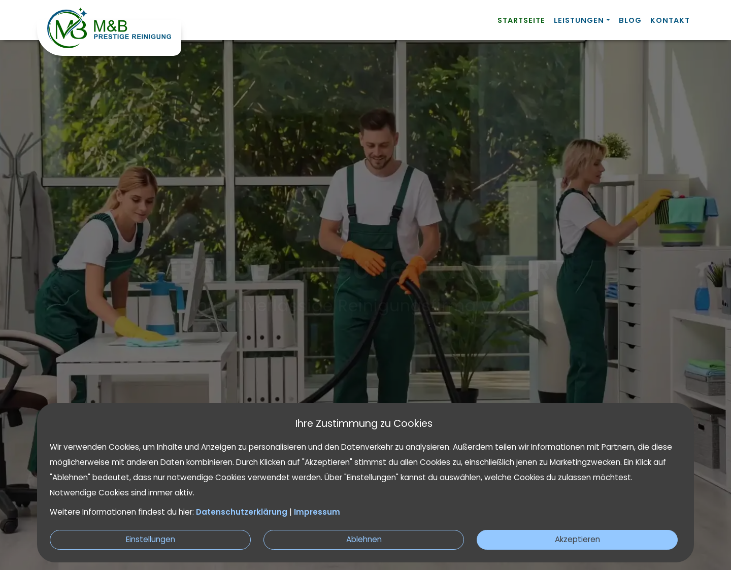 Aktuelle Website-Vorschau von M&B Prestige Reinigung – Gebäudereinigung Frankfurt