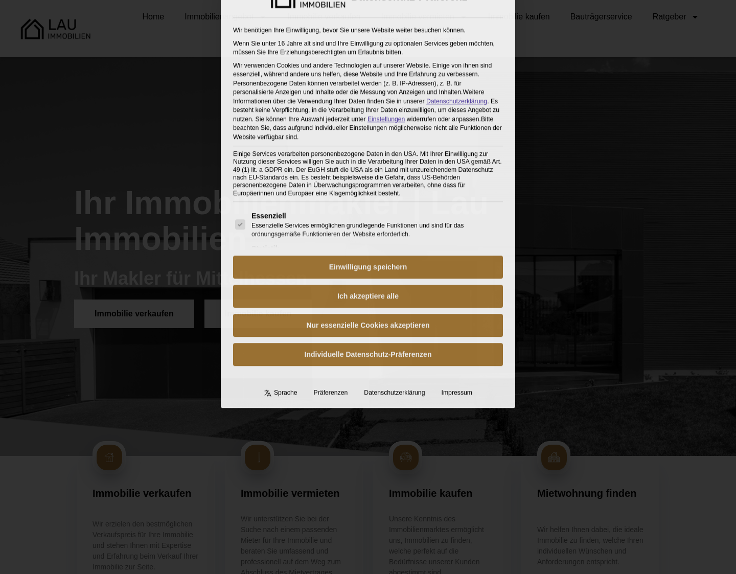 Aktuelle Website-Vorschau von Lau Immobilien