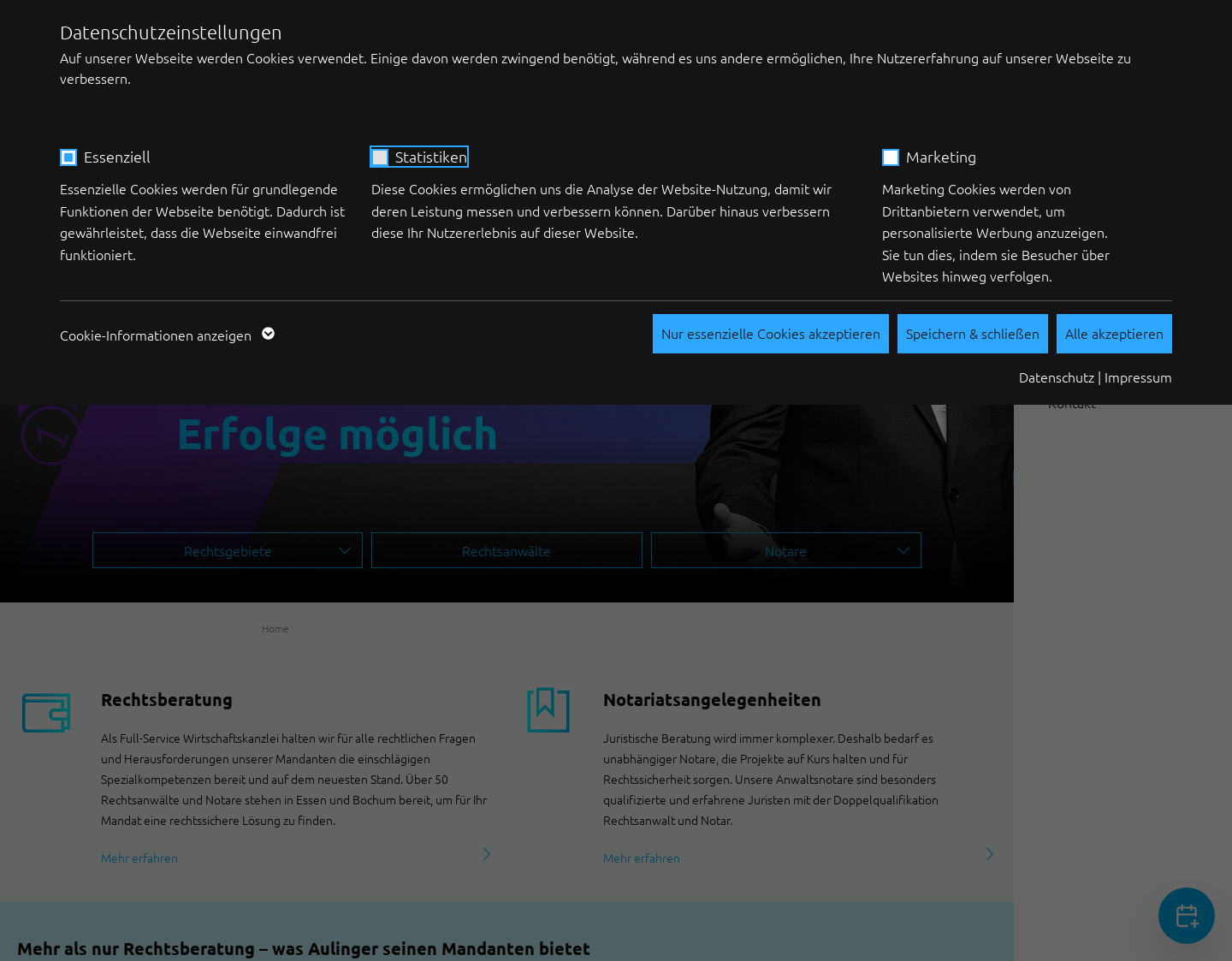 Aktuelle Website-Vorschau von Aulinger Rechtsanwälte