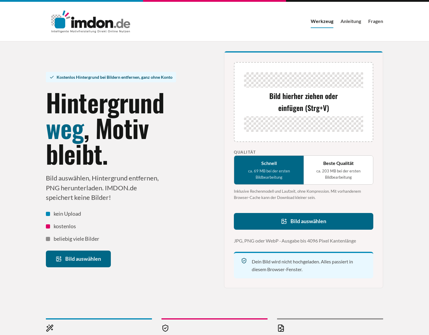 Aktuelle Website-Vorschau von Kostenlos Hintergrund bei Bildern entfernen - IMDON
