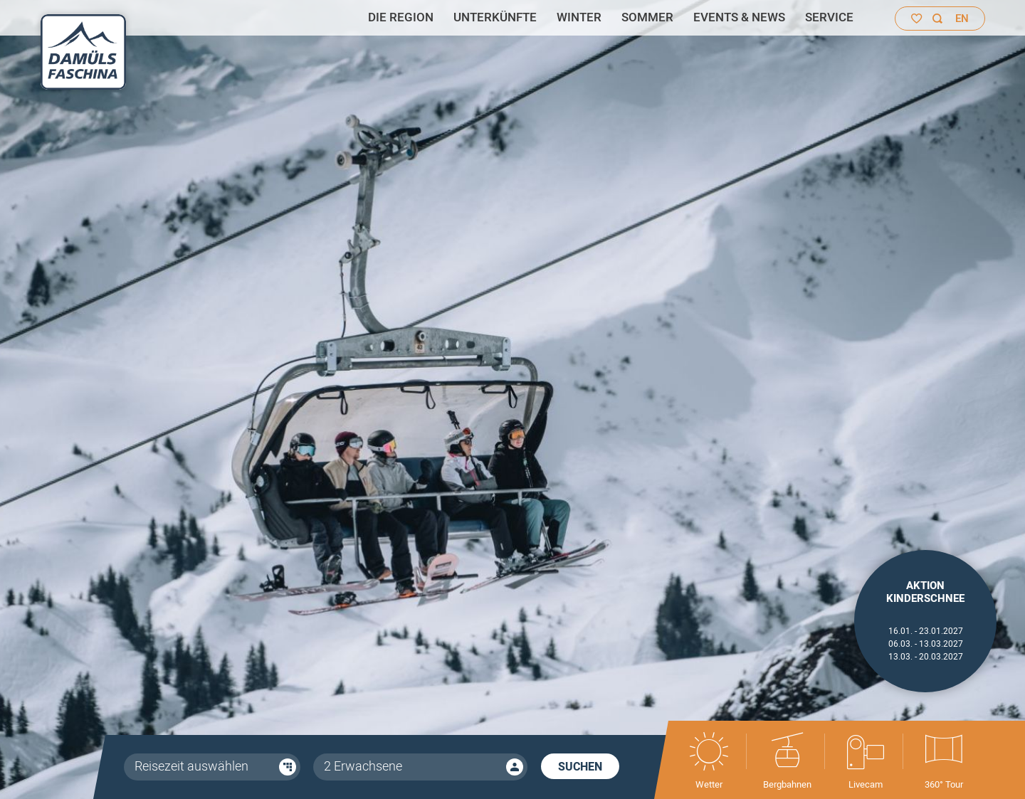 Aktuelle Website-Vorschau von Damüls Faschina Tourismus: Wandern und Urlaub in Vorarlberg