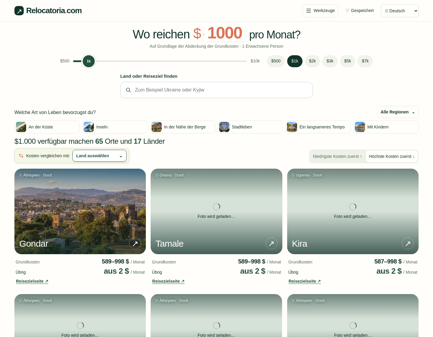 Aktuelle Website-Vorschau von relocatoria.com