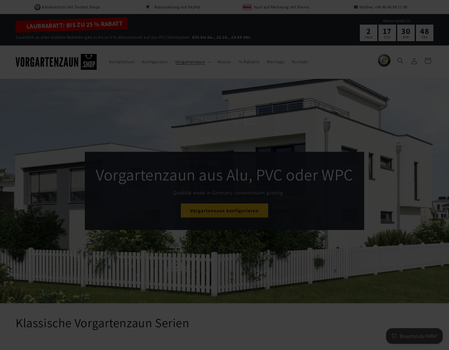Aktuelle Website-Vorschau von vorgartenzaun.SHOP – Zäune und Planung für den Vorgarten