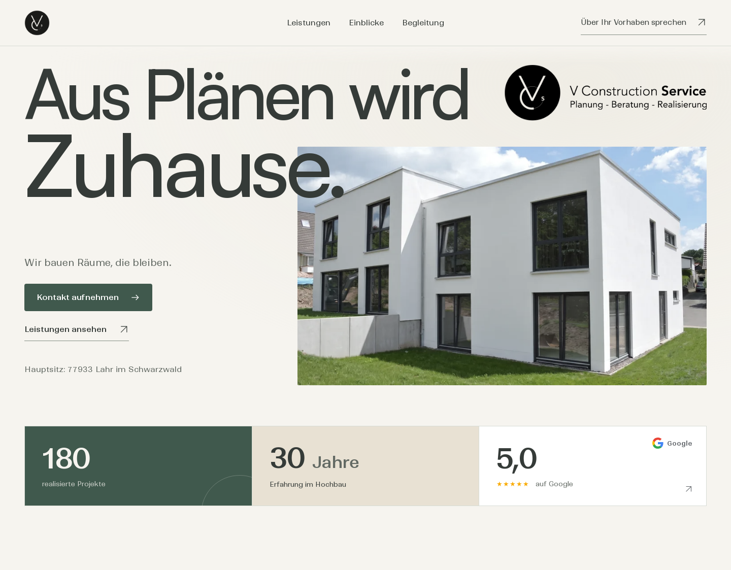 Aktuelle Website-Vorschau von V Construction Service
