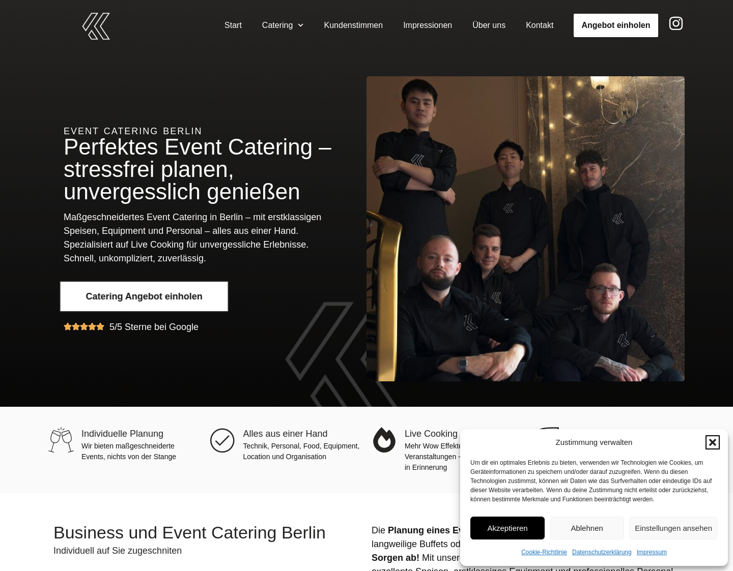 Aktuelle Website-Vorschau von Catering für Veranstaltungen in Berlin