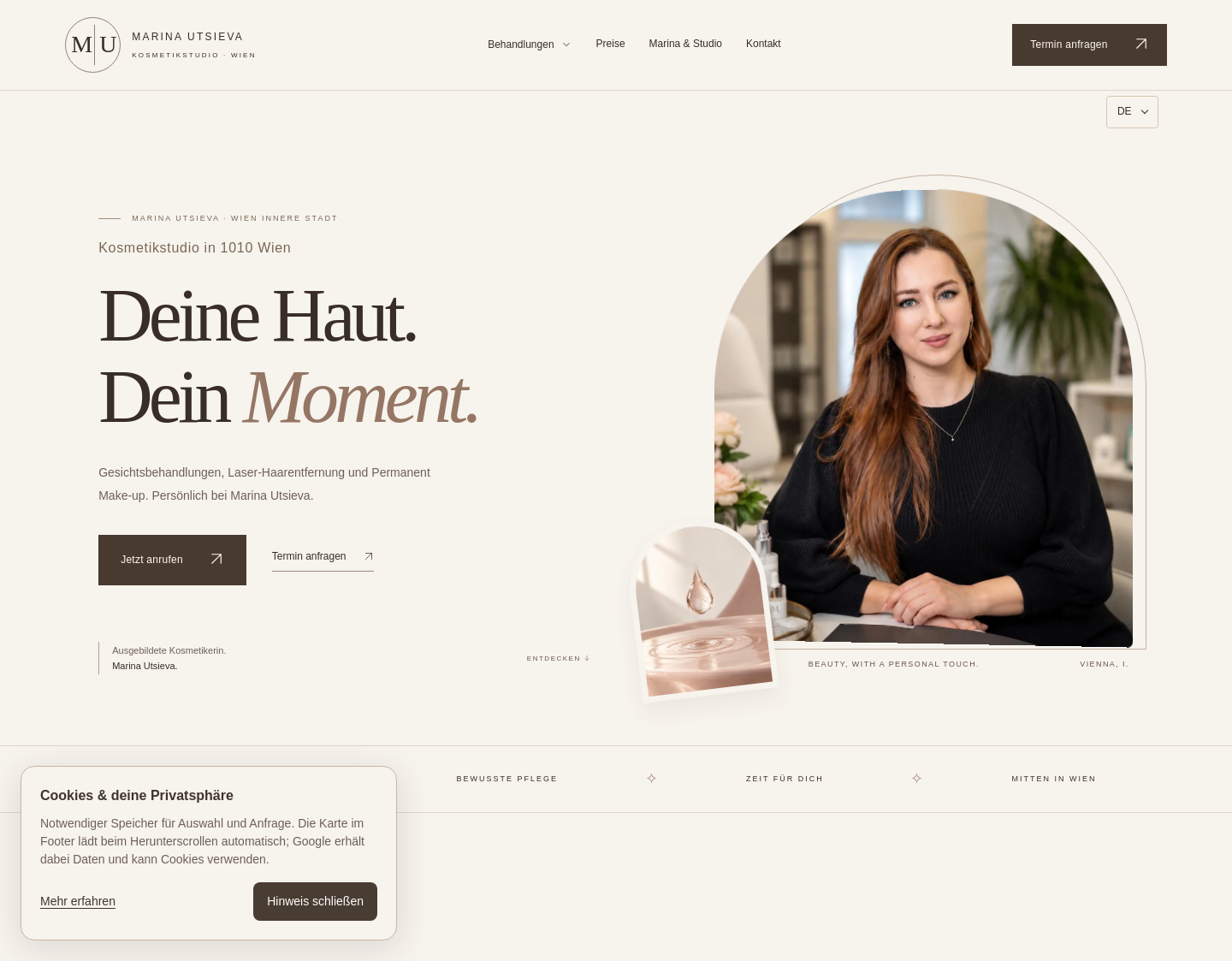 Aktuelle Website-Vorschau von Kosmetikstudio Marina Utsieva