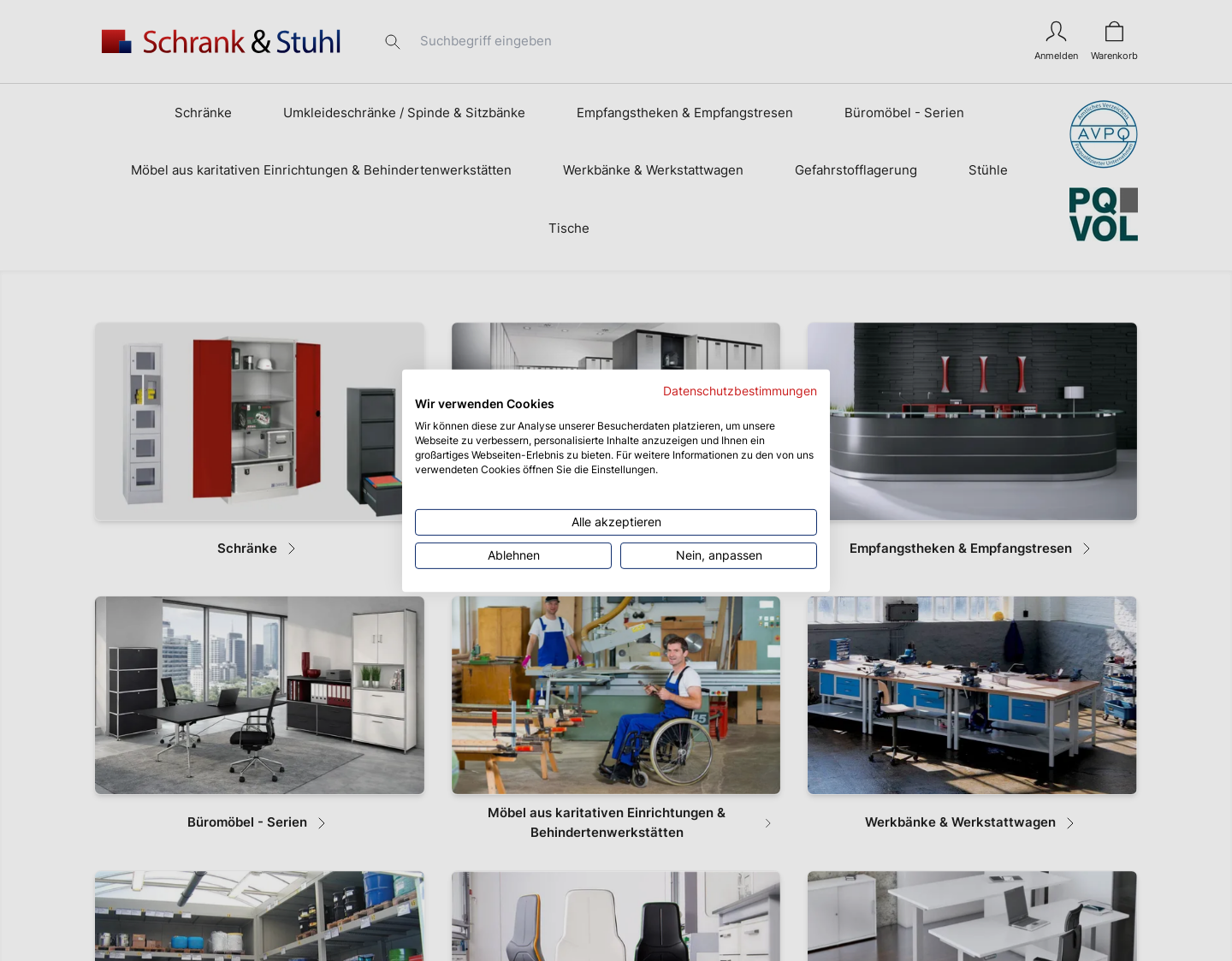 Aktuelle Website-Vorschau von Schrank und Stuhl