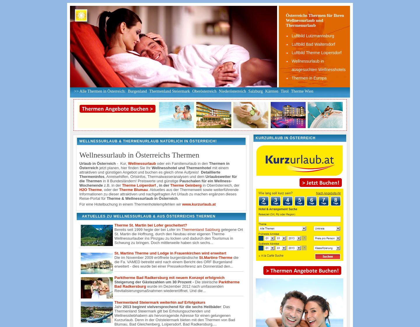 Aktuelle Website-Vorschau von Alle Thermen in Österreich