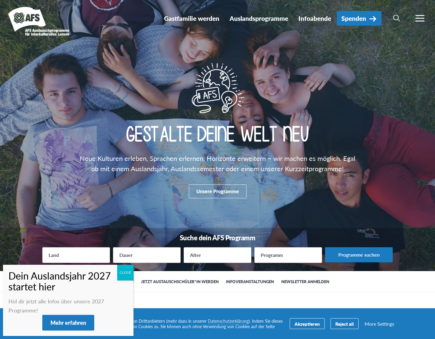 Aktuelle Website-Vorschau von Interkultureller Austausch