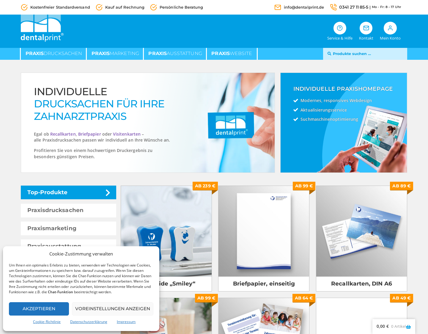 Aktuelle Website-Vorschau von dentalprint ::: Taschenkalender