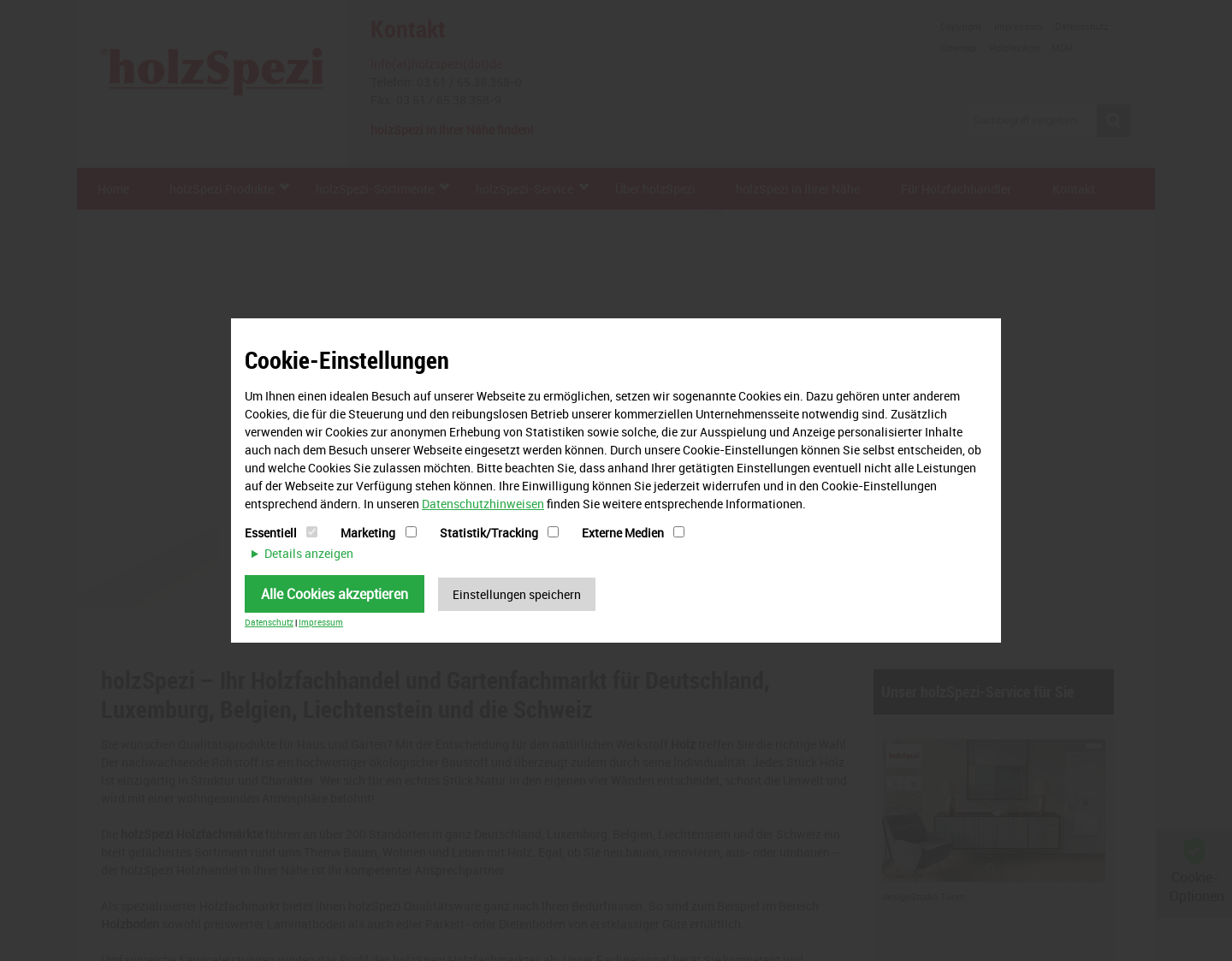 Aktuelle Website-Vorschau von HolzSpezi – Fachhandel rund ums Holz