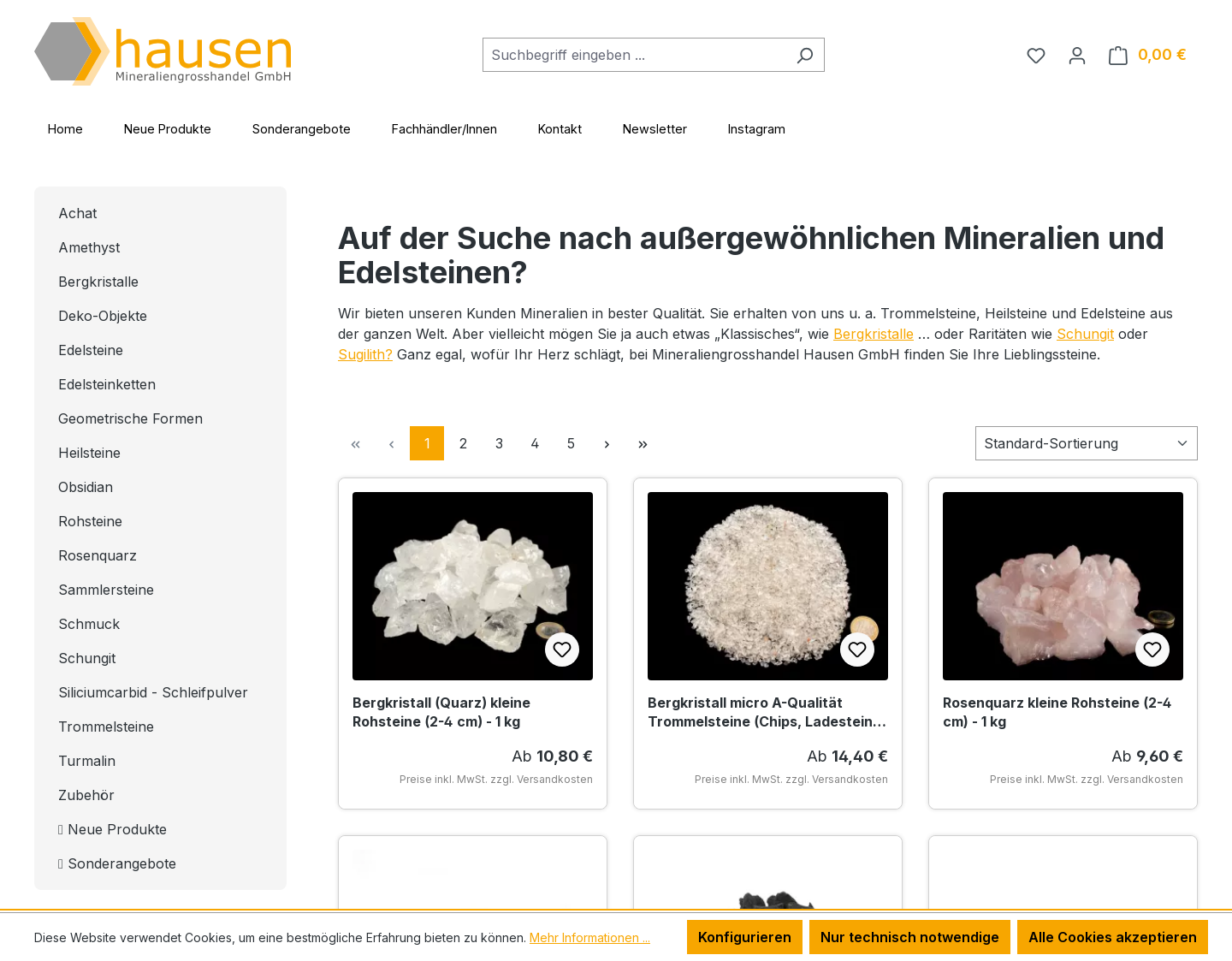 Aktuelle Website-Vorschau von Mineraliengrosshandel Hausen GmbH
