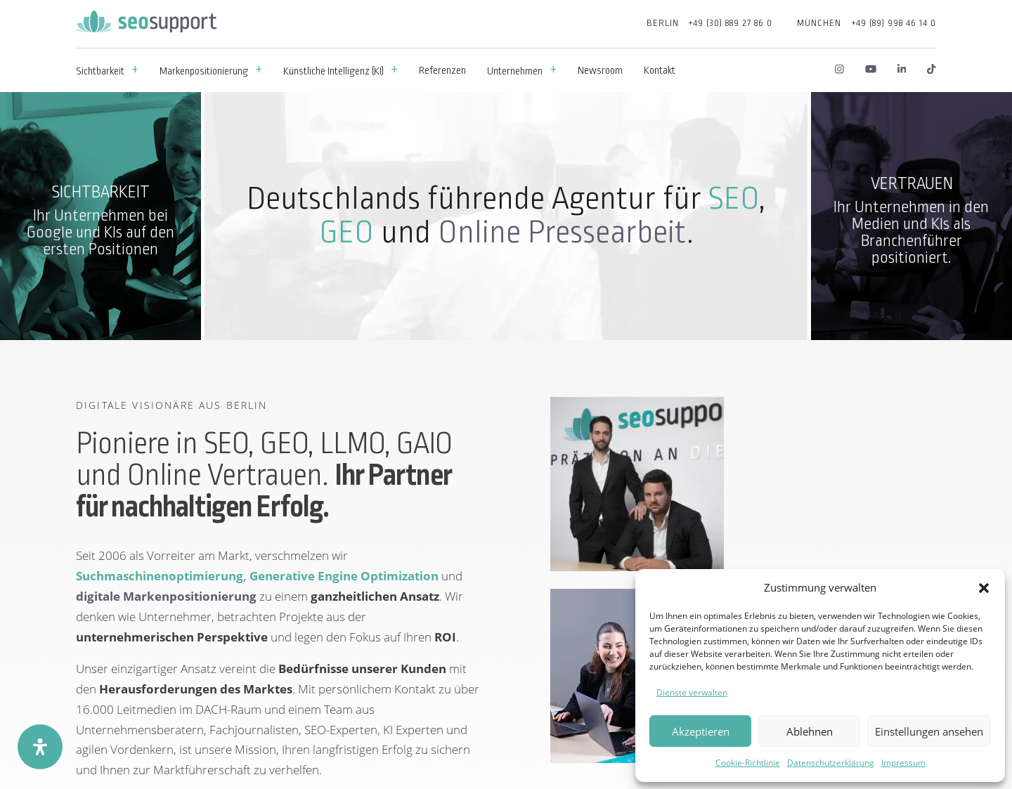 Aktuelle Website-Vorschau von Suchmaschinenoptimierung Berlin