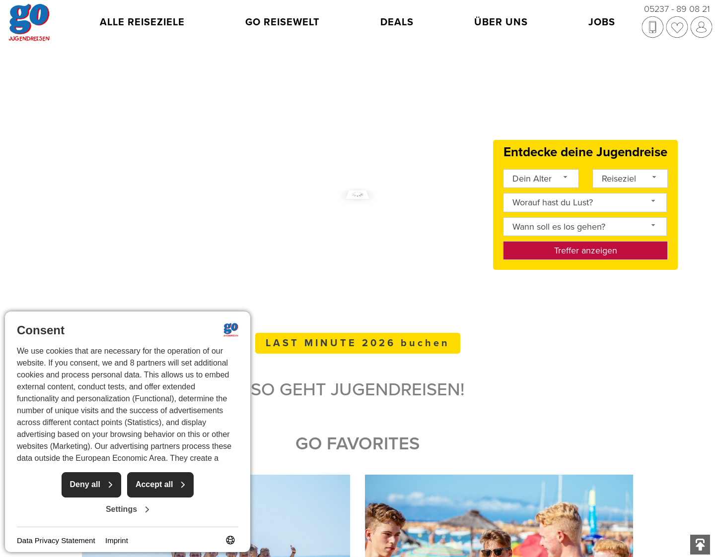 Aktuelle Website-Vorschau von Schülerfreizeiten in Deutschland
