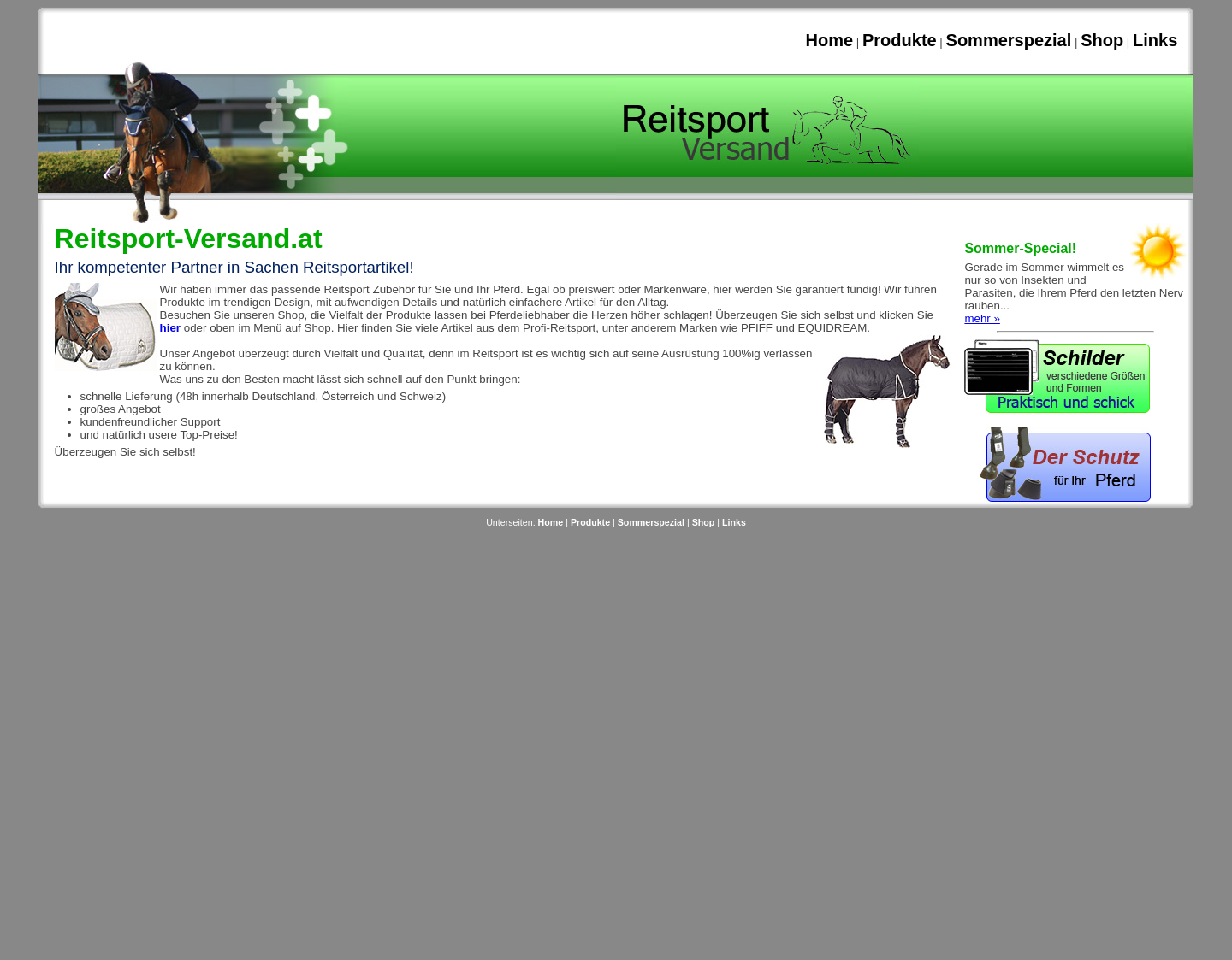 Aktuelle Website-Vorschau von Reitsport Versand - Ihr kompetenter Partner