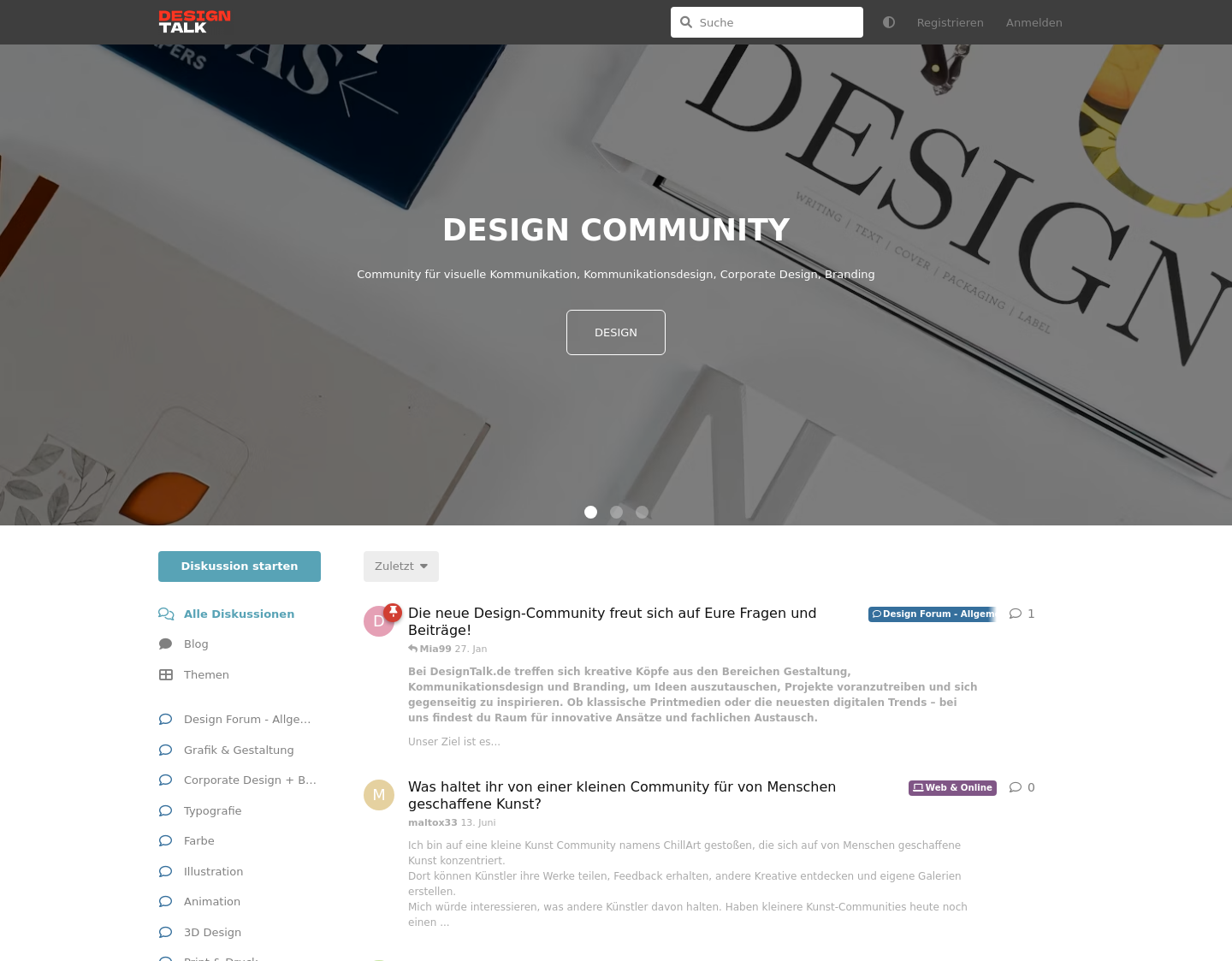 Aktuelle Website-Vorschau von Design Forum