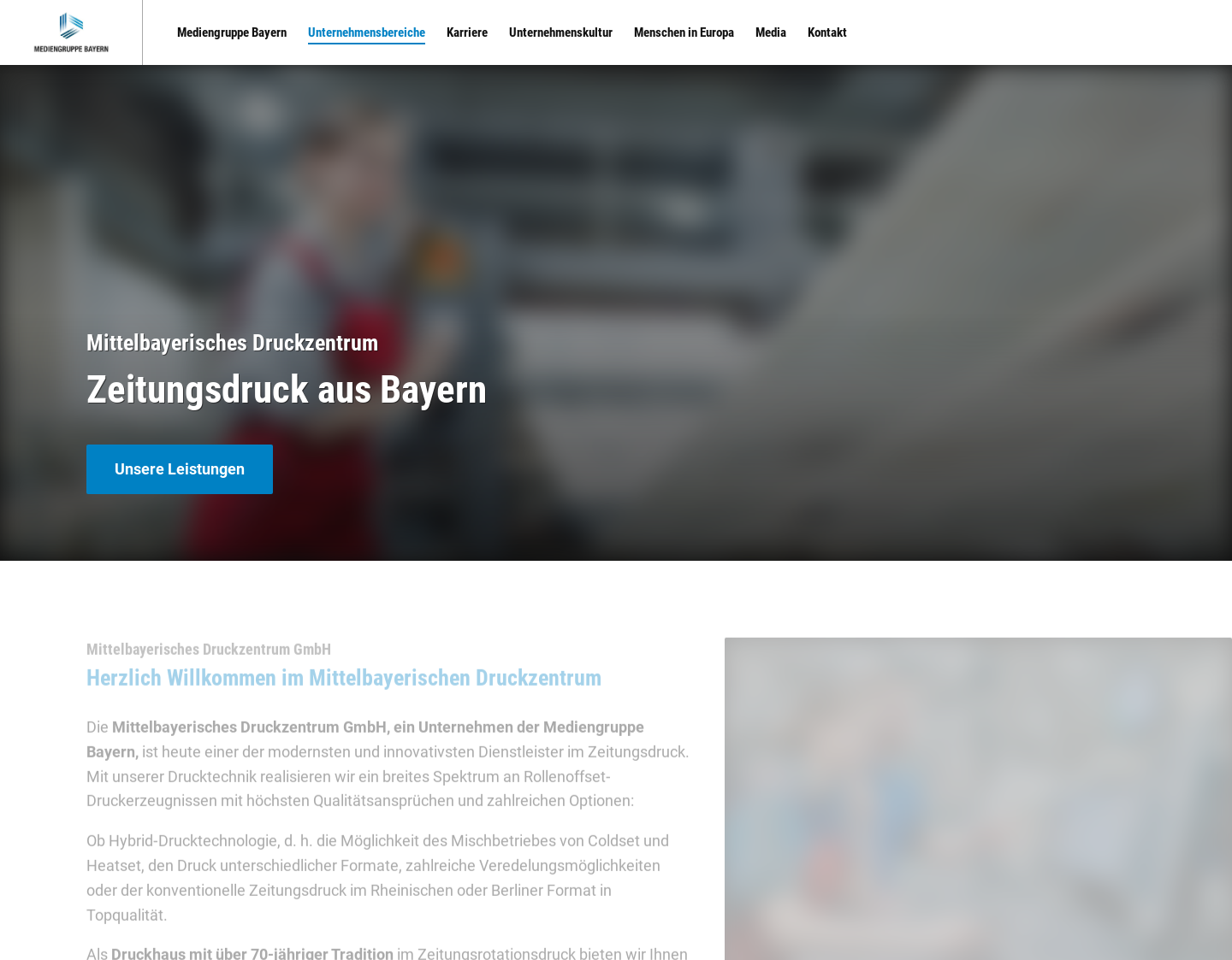 Aktuelle Website-Vorschau von Mittelbayerisches Druckzentrum