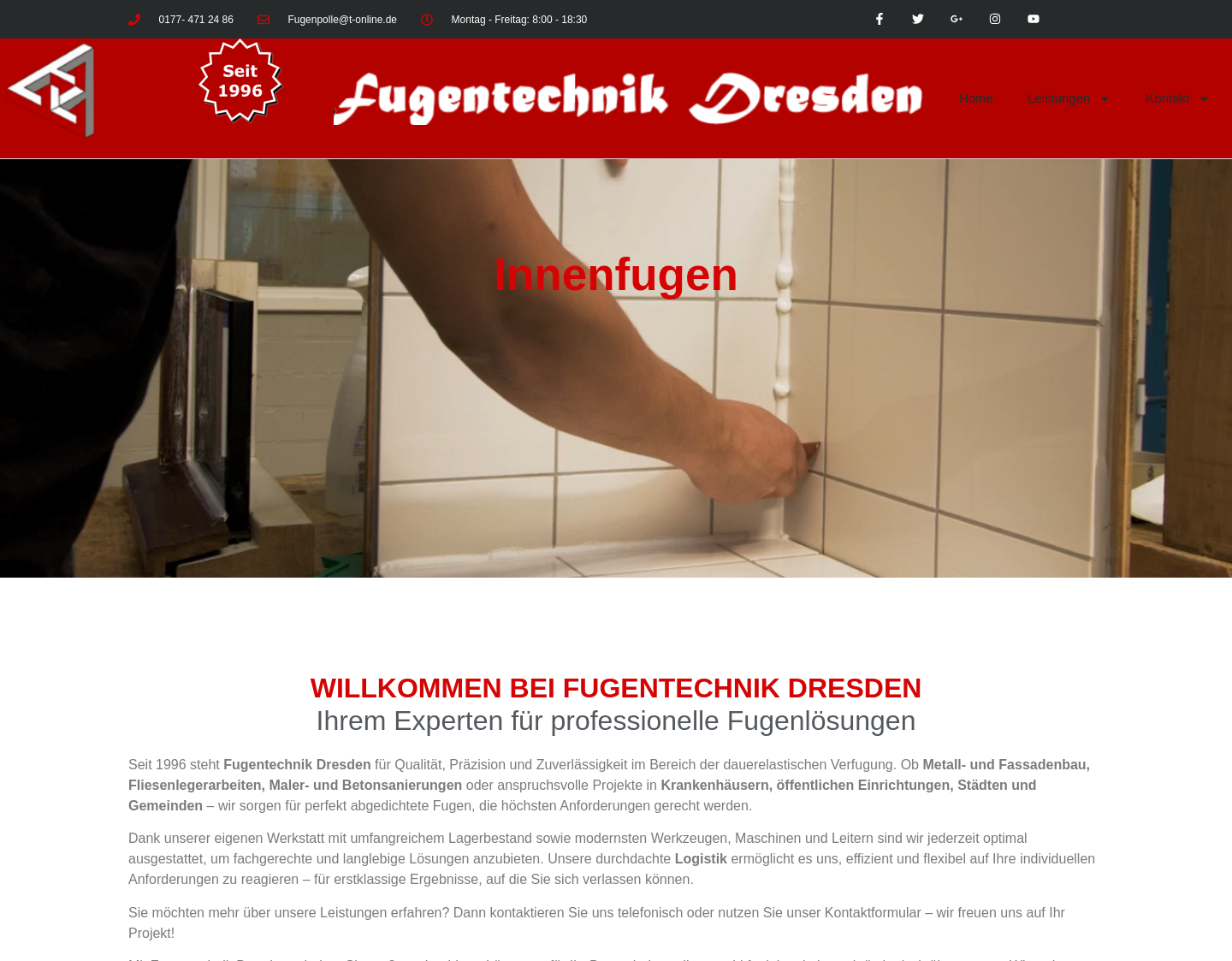 Aktuelle Website-Vorschau von Fugentechnik Dresden