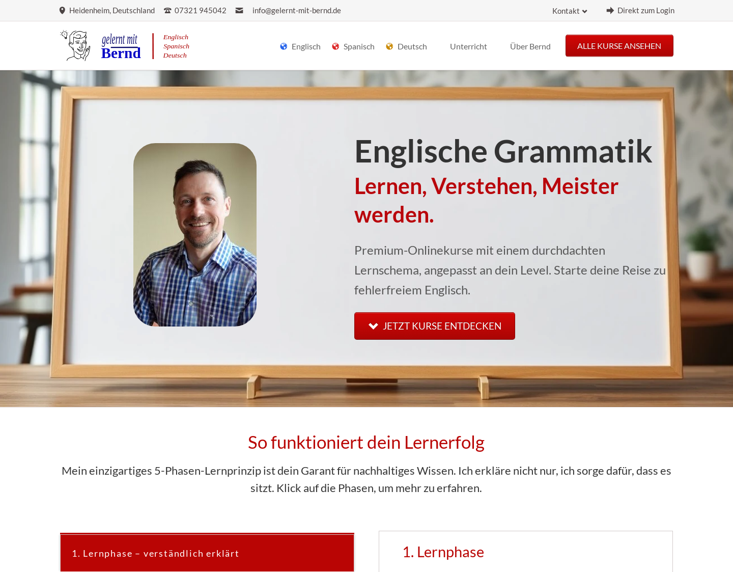 Aktuelle Website-Vorschau von Sprachen lernen auf Cafe-Lingua.de