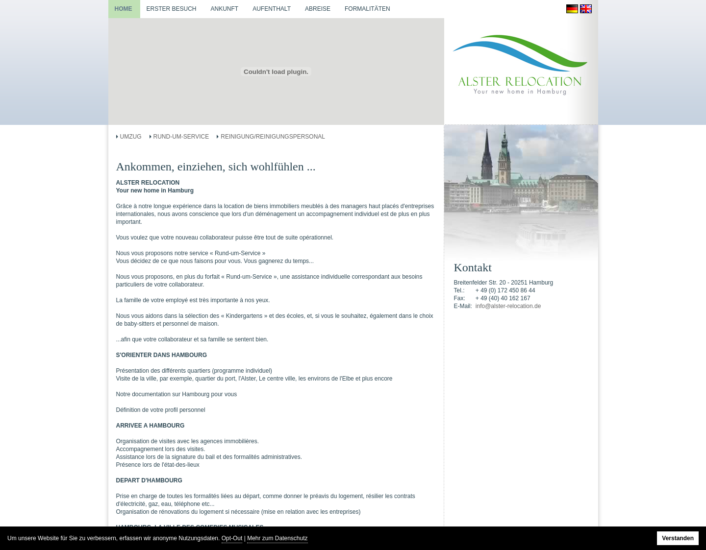 Aktuelle Website-Vorschau von Alster Relocation Service aus Hamburg