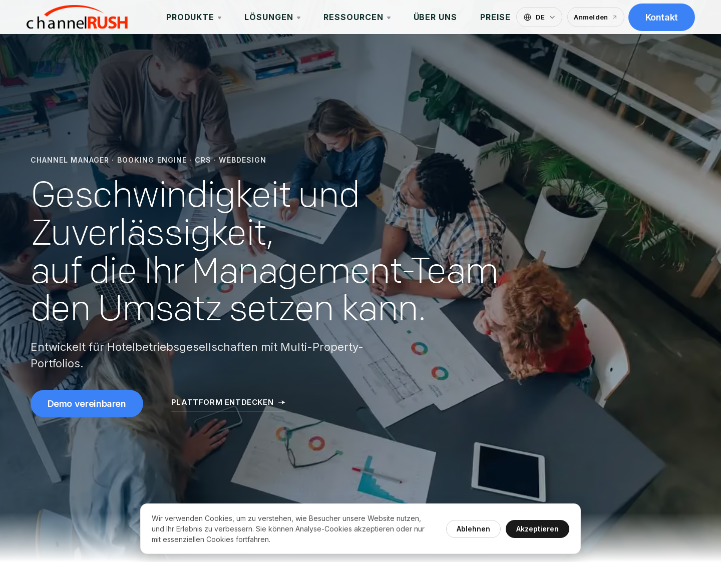 Aktuelle Website-Vorschau von ChannelRush